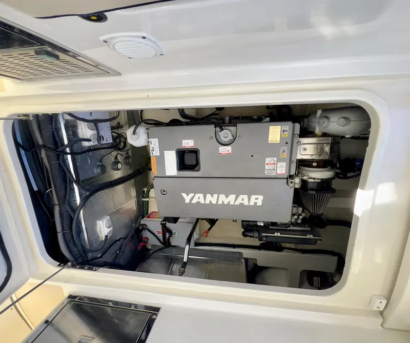 Slide: The Image of Engine compartment of 2016 Marlow Pilot 31 with Yanmar engine. - 47