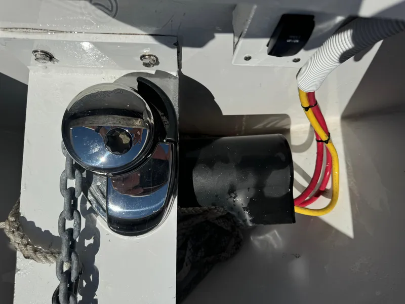 Slide: The Image of Anchor chain and wiring in 2017 Buddy Davis 34 cc boat compartment. - 12