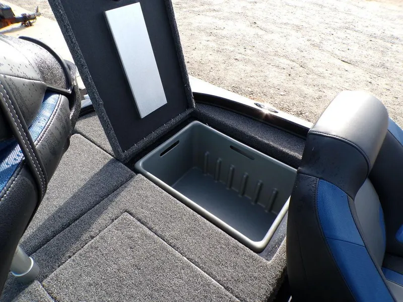 Slide: The Image of 2025 Nitro Z18 Pro boat storage compartment with open lid, showcasing interior space. - 25