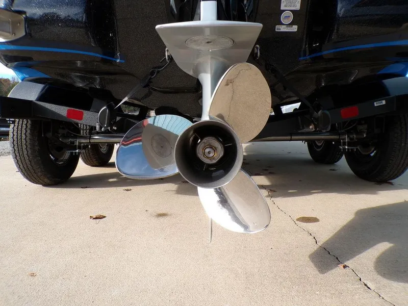 Slide: The Image of Close-up of a 2025 Nitro Z18 Pro boat propeller on a trailer. - 5
