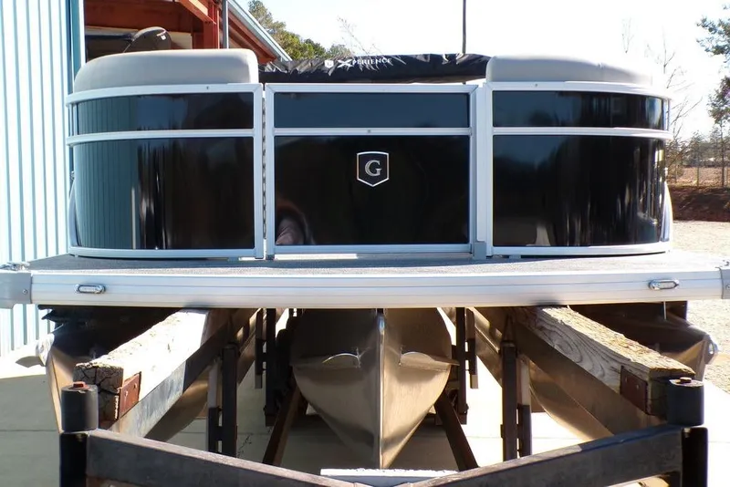 Slide: The Image of 2025 Godfrey Xperience 2286 SBX Sport Tube pontoon boat on trailer. - 4