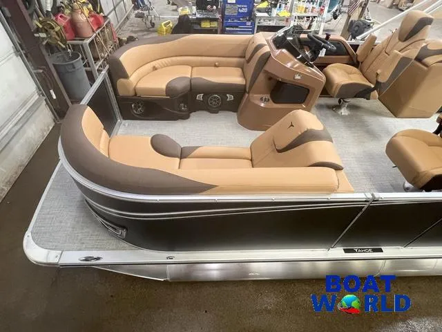 Slide: The Image of 2025 Tahoe LTZ 2385 Quad Lounge with Honda 4-Stroke EFI, luxurious interior view. - 3