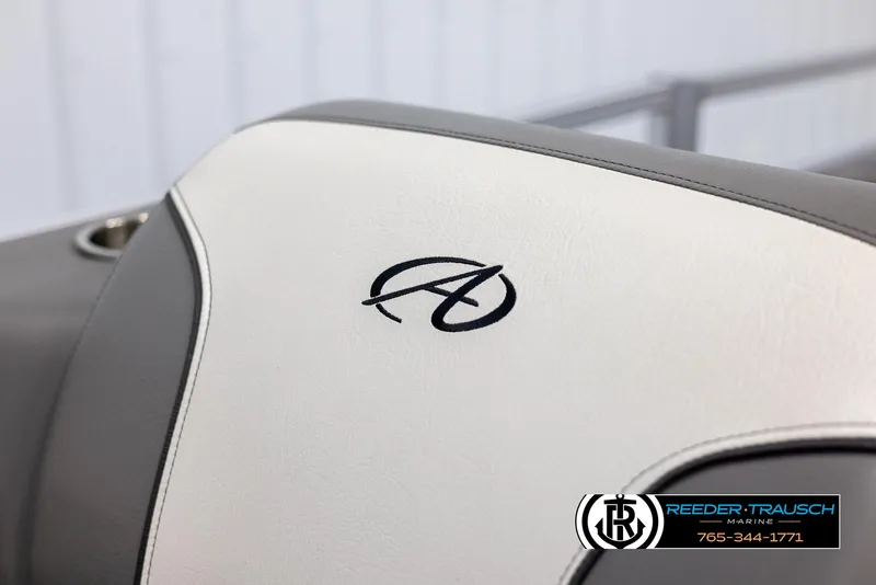 Slide: The Image of Avalon VEN QF 2024 boat seat with logo, featuring sleek gray and white design. - 40