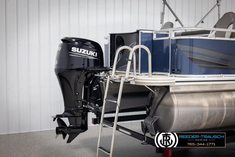 Slide: The Image of 2024 Avalon VEN QF pontoon boat with Suzuki outboard motor. - 47