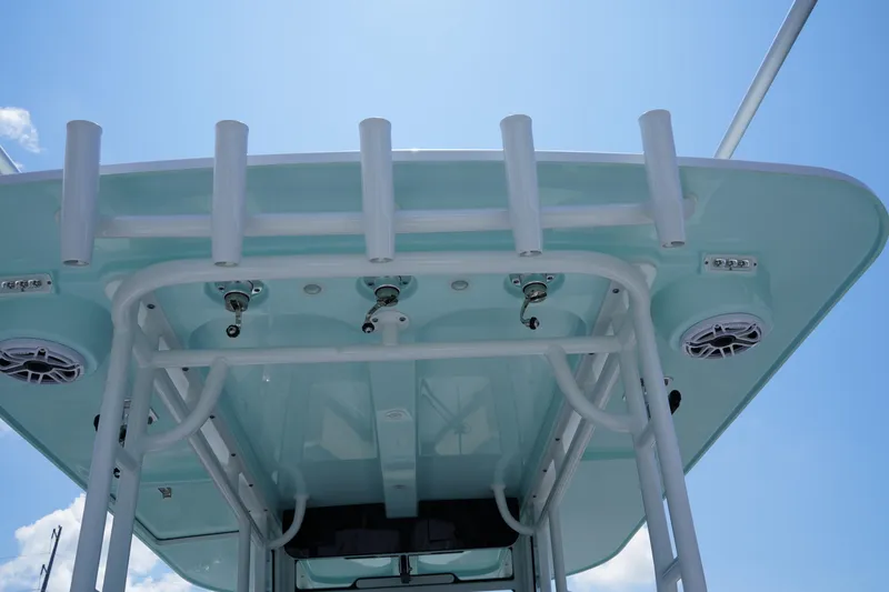 Slide: The Image of Close-up of 2025 Edgewater 340CC boat hardware and fittings. - 34