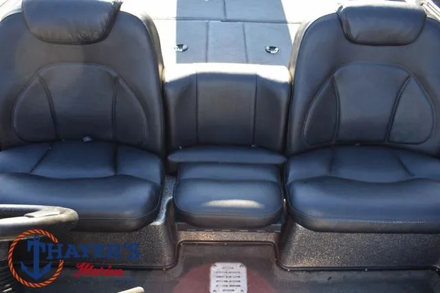 Slide: The Image of 1997 Skeeter ZX202C boat interior with black leather seats. - 22
