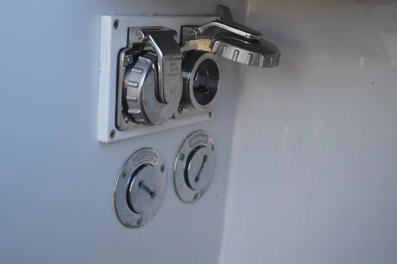 Slide: The Image of Fuel and water caps on a 1990 Stanley Downeast Lobster Boat. - 17