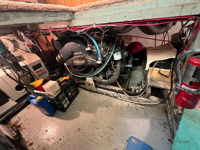 Slide: The Image of Engine room of 1967 Hatteras 41 Twin Cabin with Inmar engine and equipment. - 47