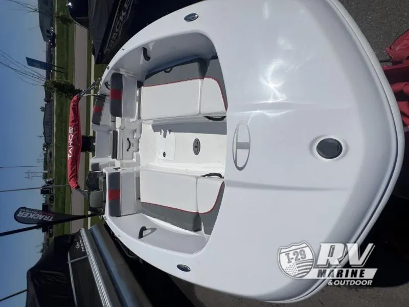 Slide: The Image of 2024 T18MOK TAH18J boat, white interior, displayed outdoors at RV Marine & Outdoor. - 8