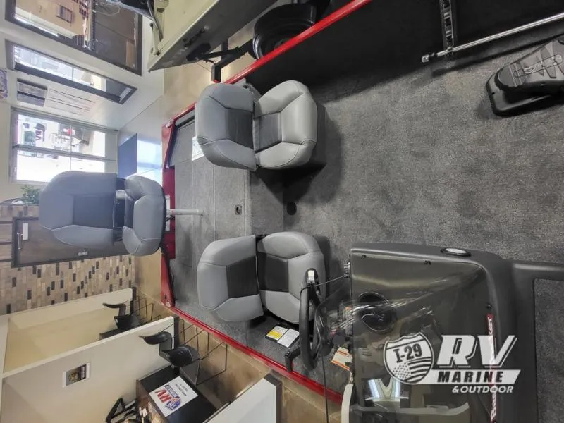 Slide: The Image of 2024 CL XL BASSTRKCLXL boat interior with gray seats at RV Marine showroom. - 5