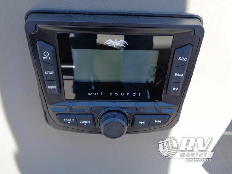 Slide: The Image of Wet Sounds audio system on 2025 BASS BUGGY 16 XL Select boat dashboard. - 17