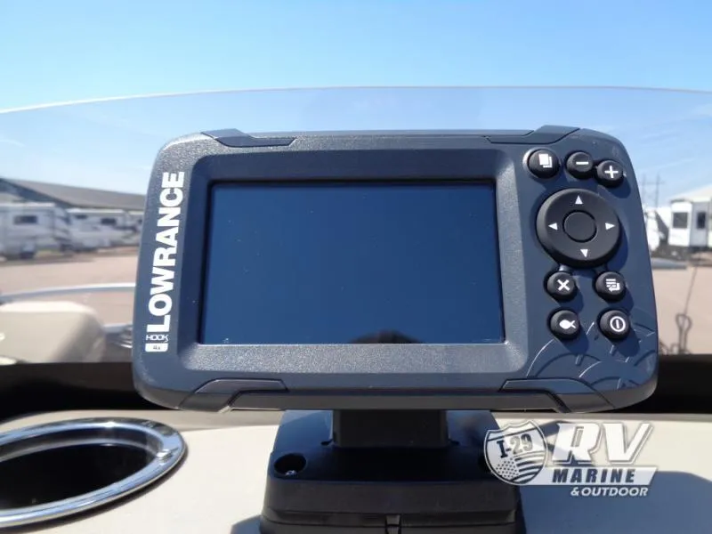 Slide: The Image of Lowrance fish finder on 2025 BASS BUGGY 16 XL Select boat dashboard. - 4