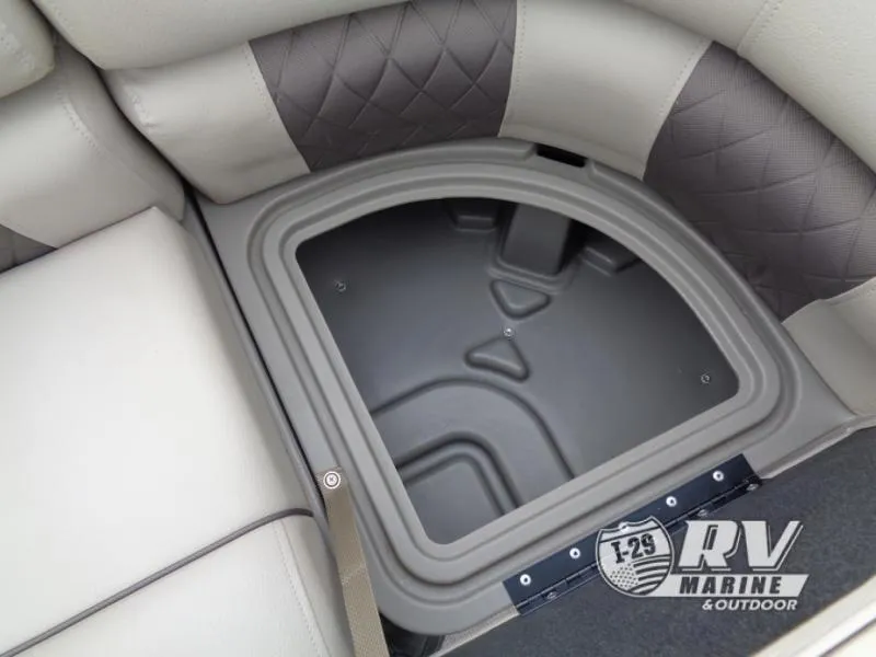 Slide: The Image of Storage compartment in 2025 Party Barge PB22XP3 pontoon boat. - 15