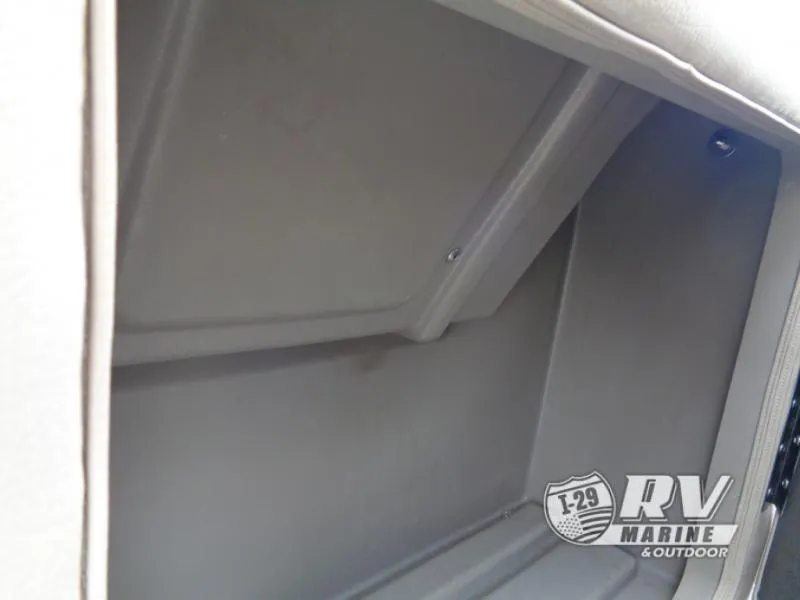 Slide: The Image of Interior storage compartment of 2025 Party Barge PB22XP3 pontoon boat. - 8