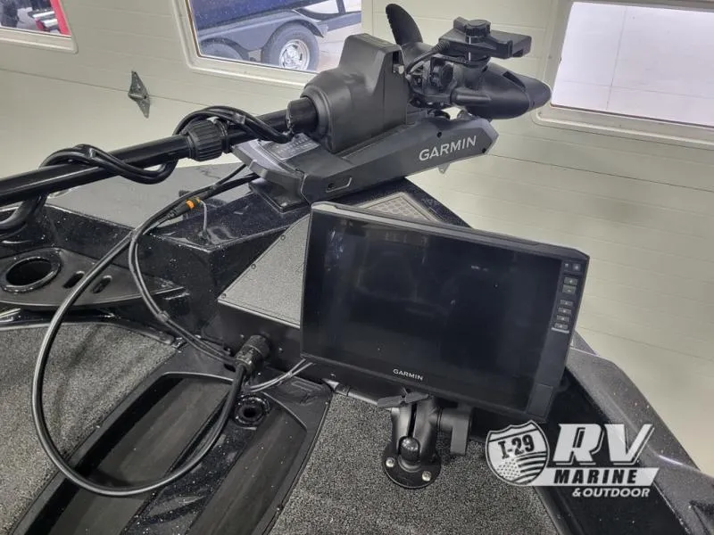 Slide: The Image of Garmin marine electronics on 2025 Nitro ZV21 boat, showcased by RV Marine & Outdoor. - 14