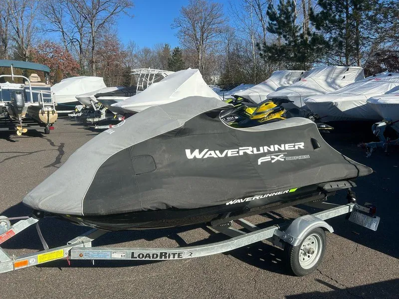 Slide: The Image of 2020 Yamaha WaveRunner FX HO covered on trailer in outdoor storage area. - 7