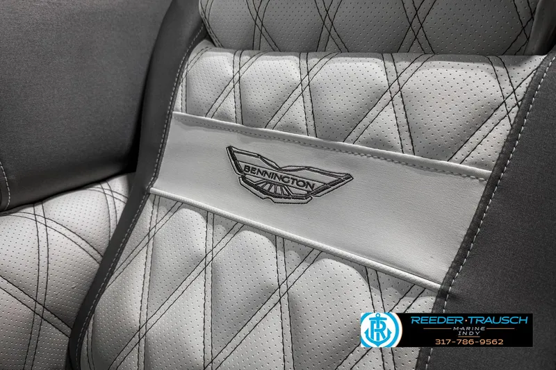 Slide: The Image of 2025 Bennington 23 RSB boat seat with elegant stitching and logo detail. - 47