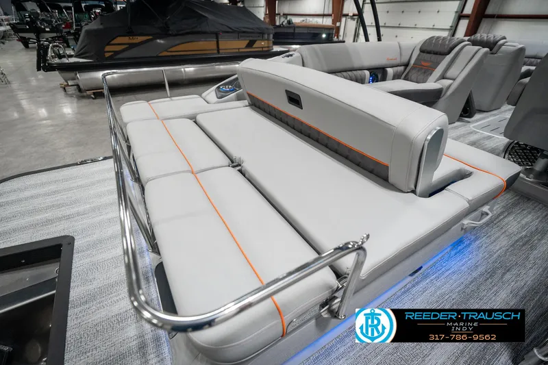 Slide: The Image of 2025 Bennington 23 RSB pontoon boat interior with luxurious seating and modern design. - 30