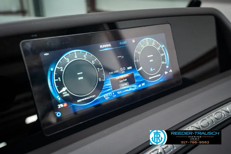 Slide: The Image of 2025 Bennington 23 RSB dashboard display with digital gauges and controls. - 40