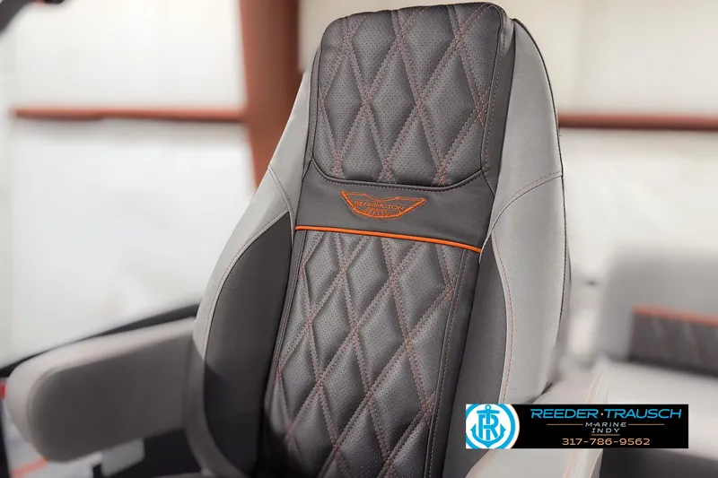 Slide: The Image of 2025 Bennington 23 RSB boat seat with diamond stitching and logo detail. - 42