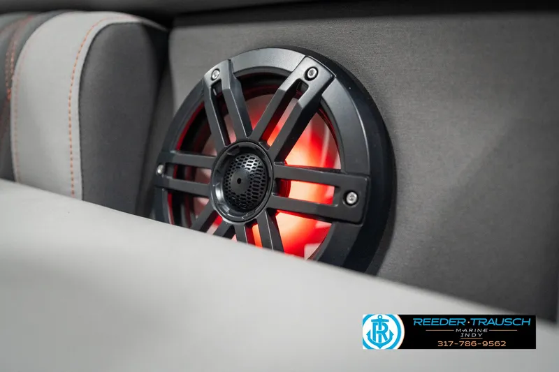 Slide: The Image of Bennington 23 RSB 2025 boat speaker with red LED lighting. - 45