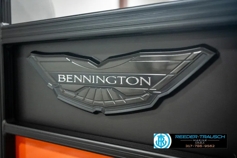 Slide: The Image of 2025 Bennington 23 RSB logo on a sleek black surface. - 46