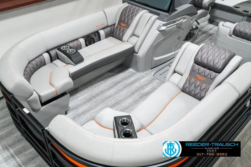 Slide: The Image of 2025 Bennington 23 RSB boat interior with luxurious seating and modern design. - 9
