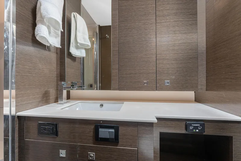 Slide: The Image of Luxurious bathroom interior of 2018 Cruisers Yachts 50 Cantius with modern fixtures. - 12