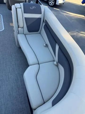 Slide: The Image of 2023 Barletta C22UC boat interior with stylish gray seating. - 3