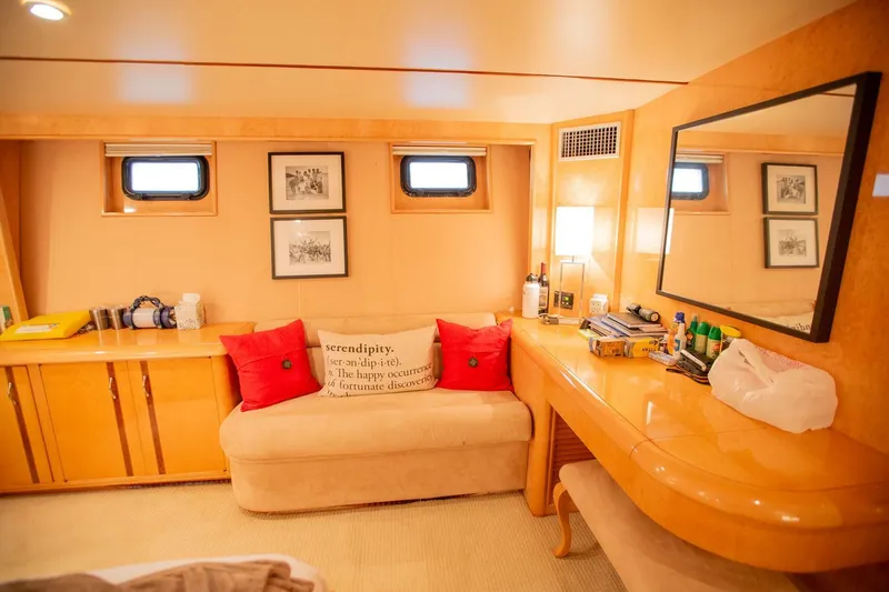 Slide: The Image of Luxurious 1999 Tarrab motoryacht interior with cozy seating and elegant decor. - 19