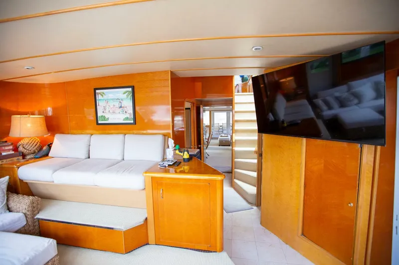 Slide: The Image of Luxurious 1999 Tarrab Motoryacht interior with cozy seating and modern amenities. - 9