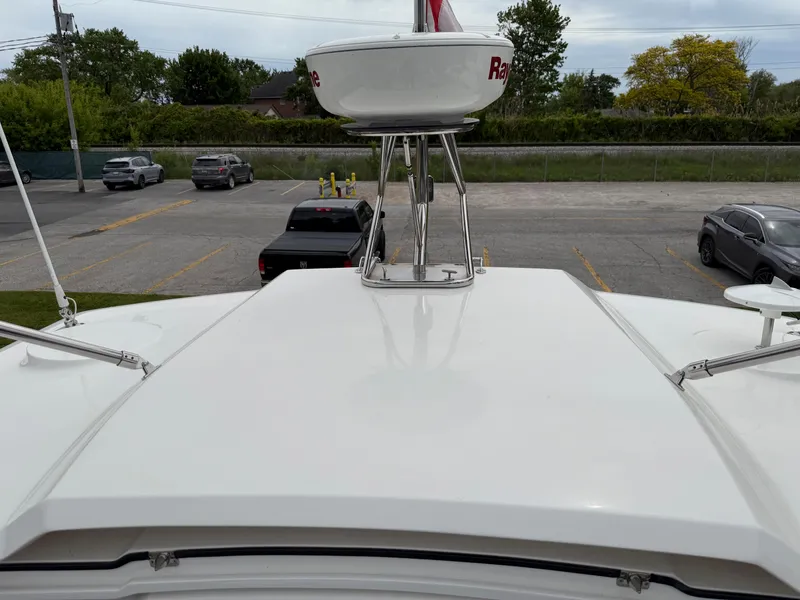 Slide: The Image of Top view of 2018 Galeon 560 Sky yacht with radar equipment. - 18