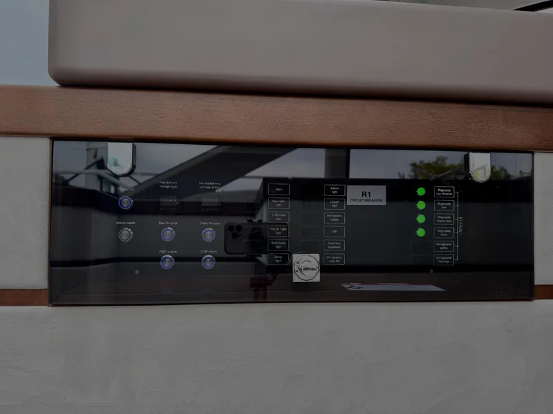 Slide: The Image of Control panel of 2018 Galeon 560 Sky yacht with buttons and indicators. - 29