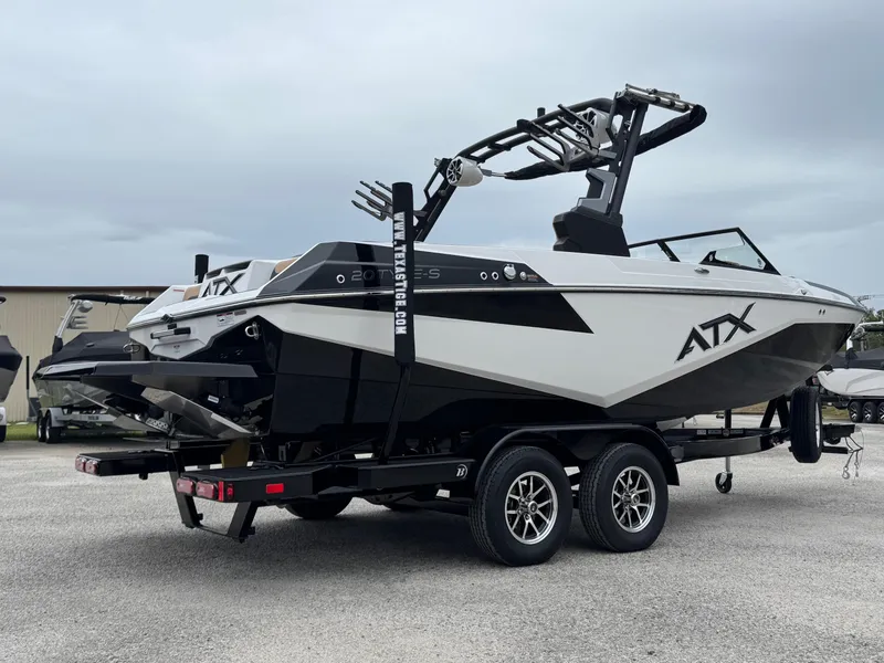 Slide: The Image of 2025 ATX Surf Boats 20 Type-S on trailer, sleek design, ready for water adventures. - 3