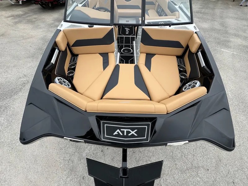 Slide: The Image of 2025 ATX Surf Boats 20 Type-S with tan and black seating, sleek design. - 7