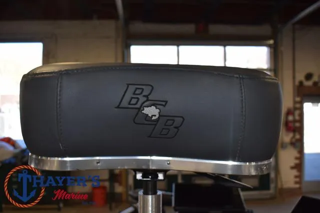 Slide: The Image of 2023 Bass Cat Puma STS boat seat with BCB logo at Thayer's Marine. - 12