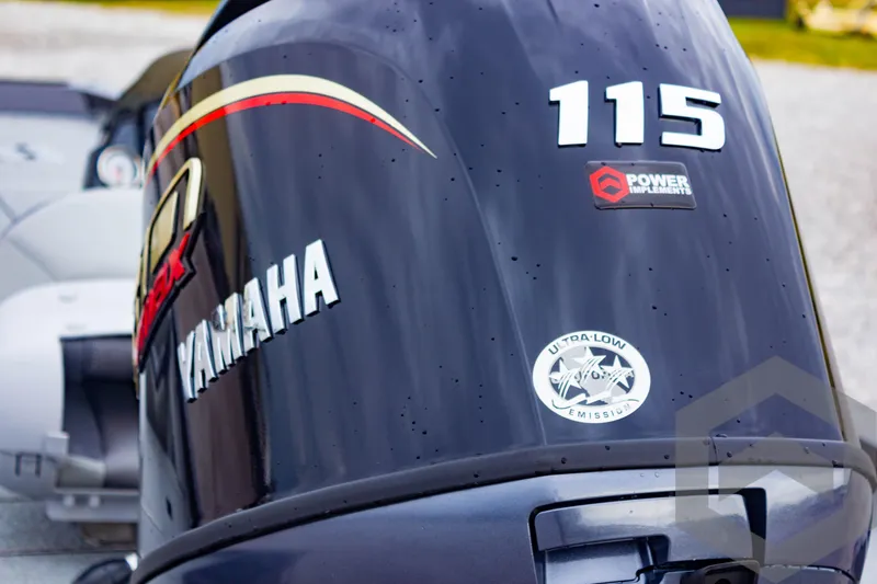 Slide: The Image of Yamaha 115 outboard motor on 2025 G3 Sportsman 1810 boat, featuring ultra-low emissions. - 11
