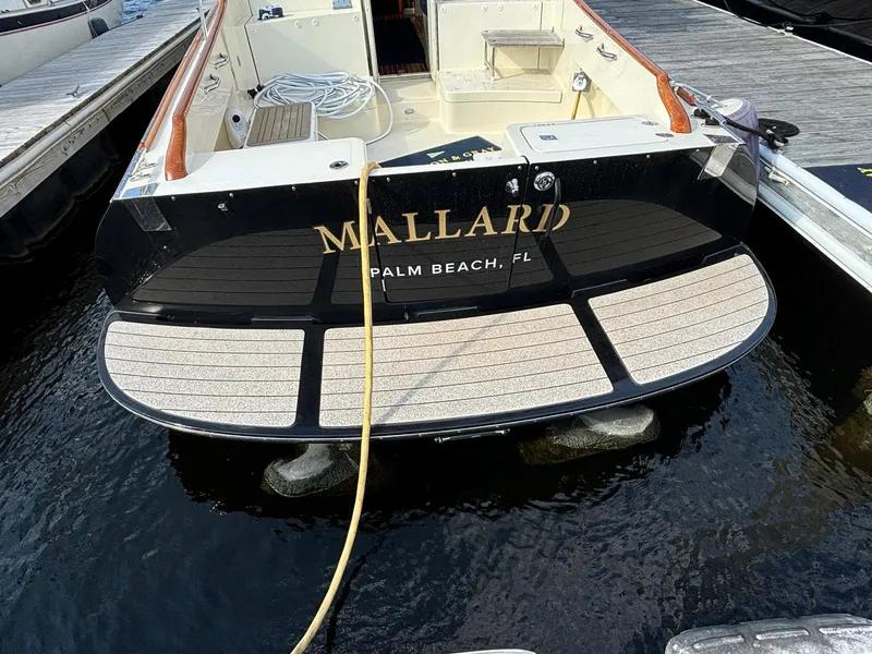 Slide: The Image of Hinckley Talaria 44 MY 2005 docked, rear view with "Mallard" name, Palm Beach, FL. - 20