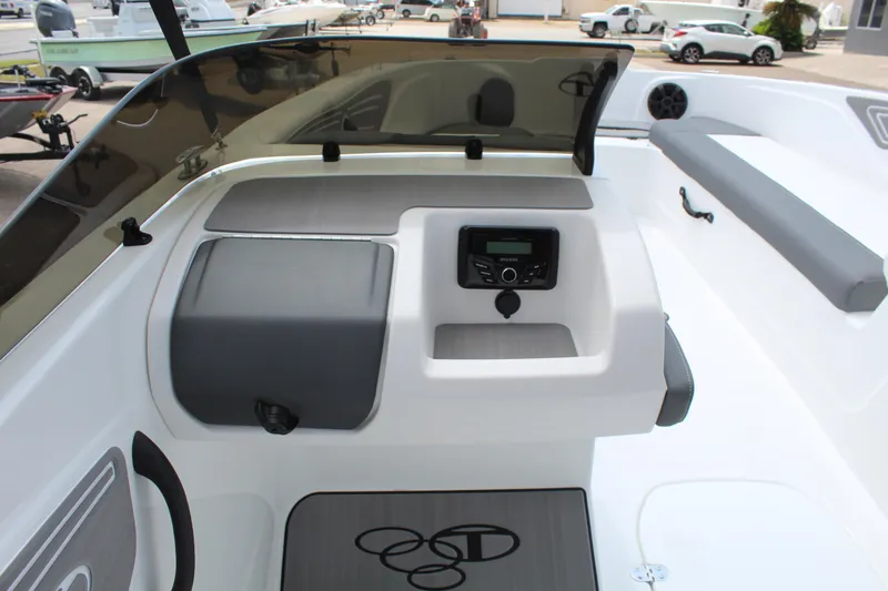 Slide: The Image of 2025 Tahoe T21 boat interior with dashboard, seating, and control panel. - 15