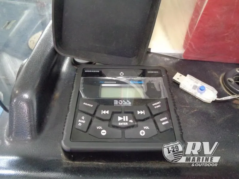 Slide: The Image of Boss audio system with Bluetooth in 1994 Lund 1775 Pro V boat. - 7