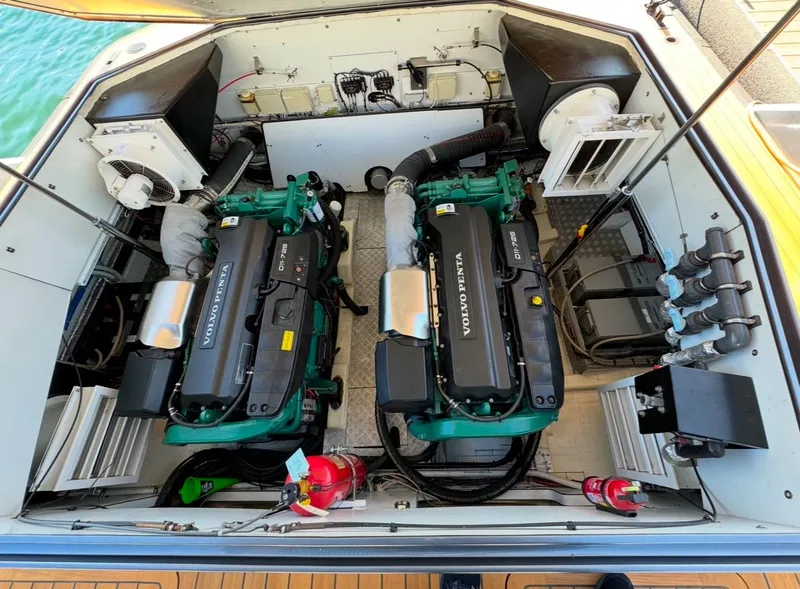 Slide: The Image of Engine compartment of 2019 Maori 54 yacht with twin Volvo Penta engines. - 24