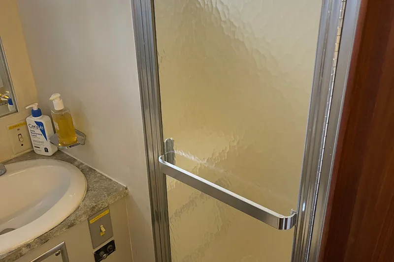 Slide: The Image of Bathroom with shower in 1984 Hatteras 53 Extended Deckhouse Motor Yacht. - 28