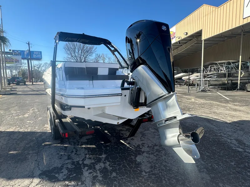 Slide: The Image of 2025 Monterey M-45 boat with powerful outboard motor on a trailer. - 3