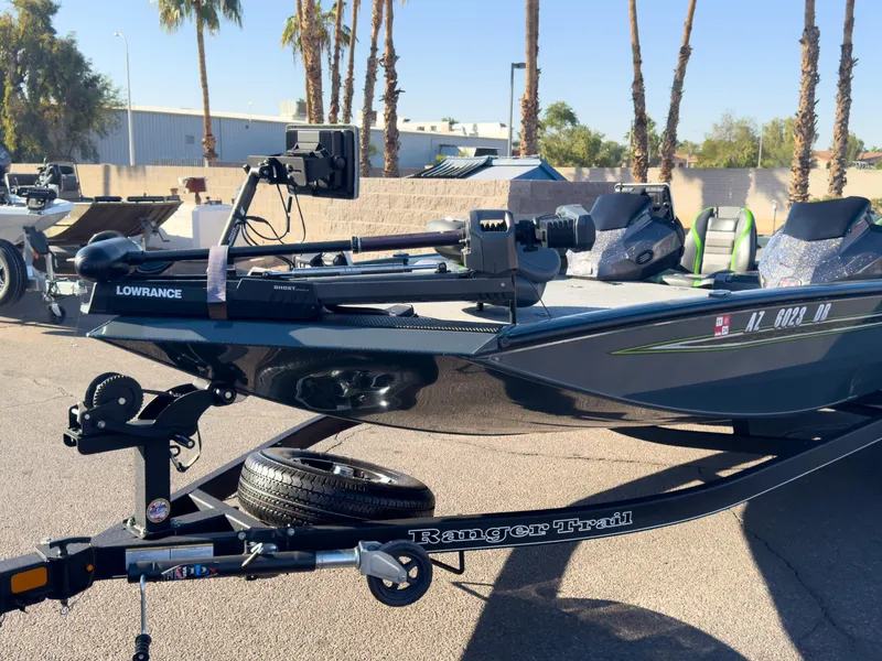 Slide: The Image of 2023 Ranger RT198P fishing boat on trailer with Lowrance equipment. - 10