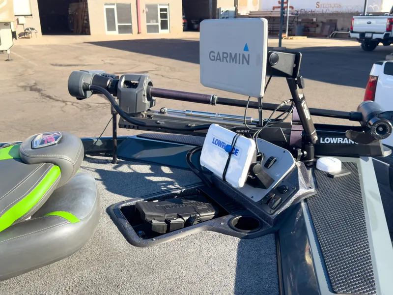 Slide: The Image of 2023 Ranger RT198P boat with Garmin and Lowrance electronics on deck. - 22