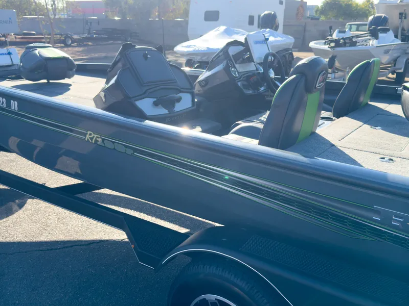 Slide: The Image of 2023 Ranger RT198P fishing boat with sleek design and modern features. - 25