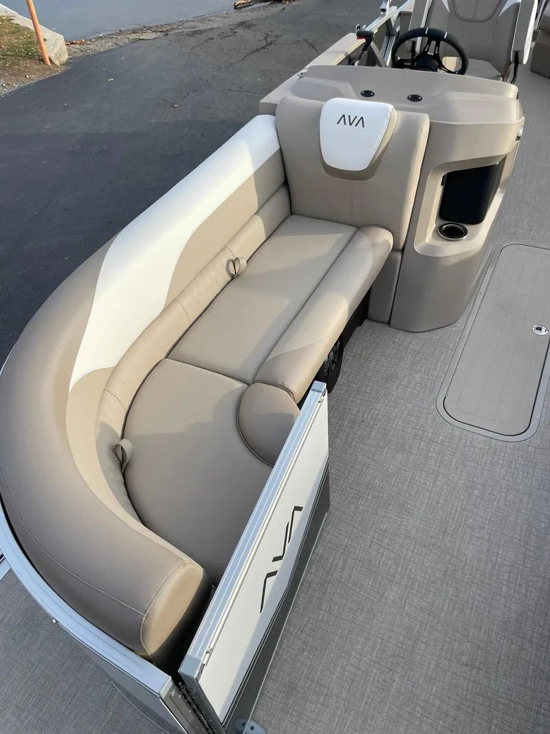 Slide: The Image of 2025 Avalon LSZ Cruise Rear Bench with beige seating and modern design. - 11