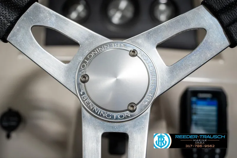 Slide: The Image of Close-up of 2019 Bennington 21 SLX steering wheel with logo. - 30