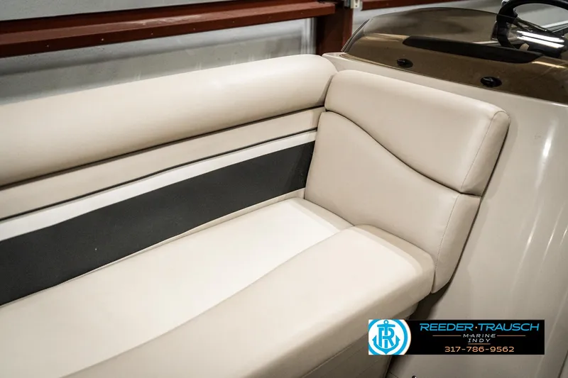 Slide: The Image of 2019 Bennington 21 SLX boat interior seating with beige upholstery. - 38