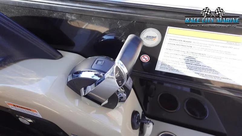 Slide: The Image of 2020 Barletta L23UC boat throttle control and dashboard details. - 28